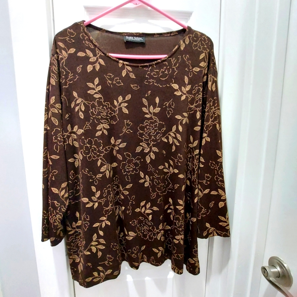 Sharon Anthony brown top Size XL